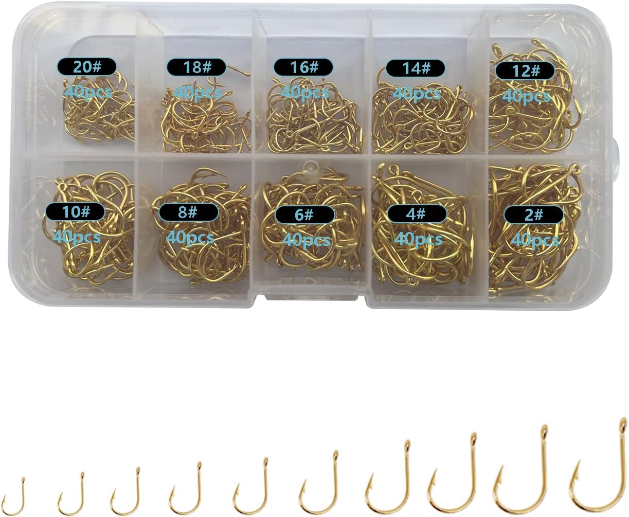 Dyxssm Fishing Hooks Set - 1000pcs Freshwater Hooks #2-#20