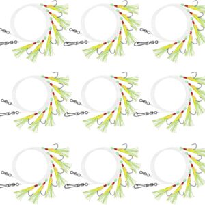 9-Pc Mackerel Feather Rigs Fishing Kit - 3 Sizes
