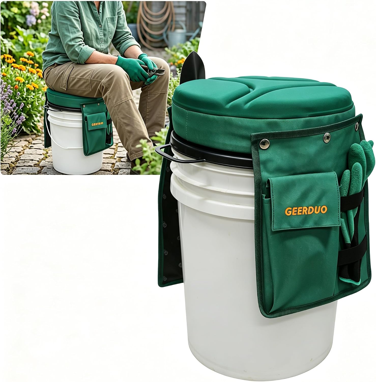 5 Gal Swivel Bucket Seat w/ Tool Bag, 360° Rotating Cushion