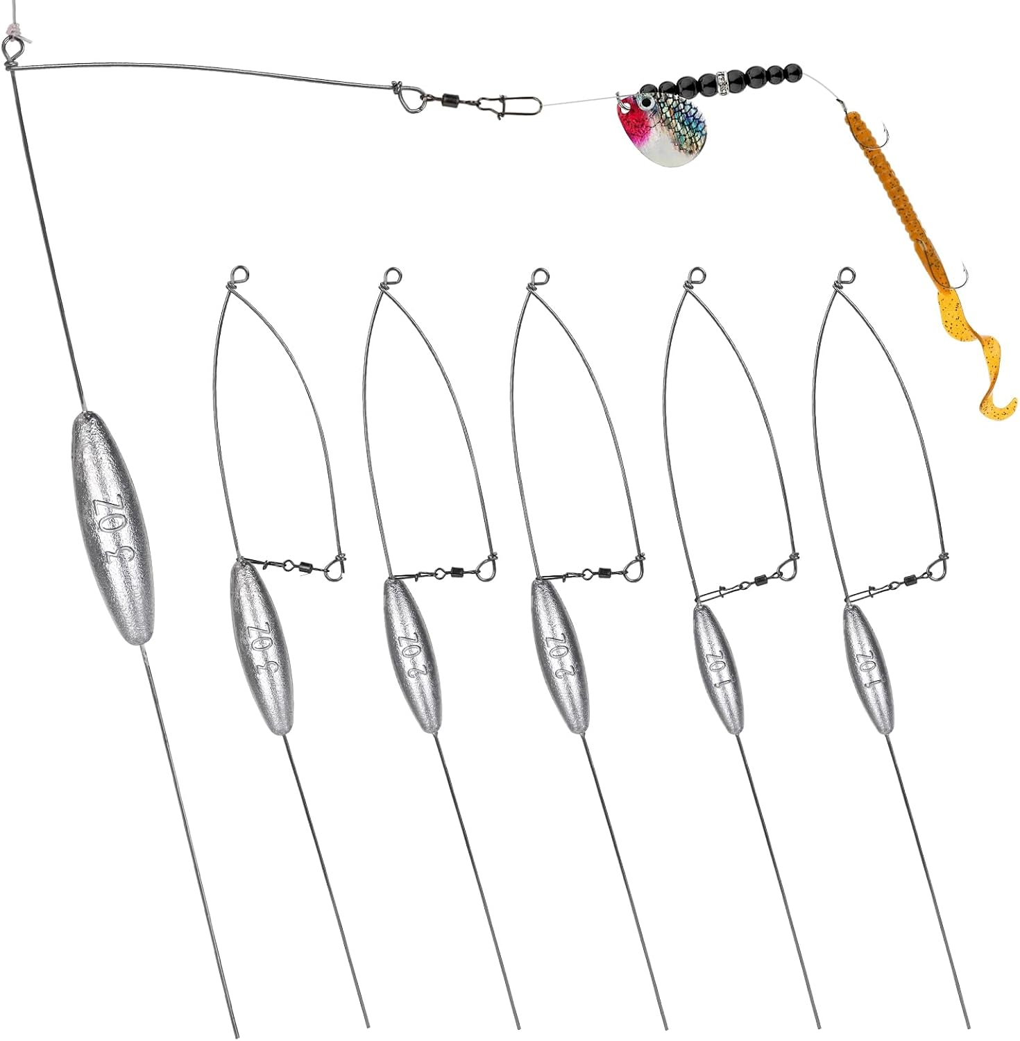 THKFISH 5-Pack Walleye Fishing Bottom Bouncers (1-3 oz)
