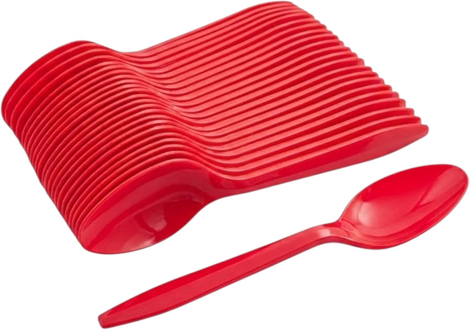 Red Plastic Teaspoons - 50 Pack, Disposable