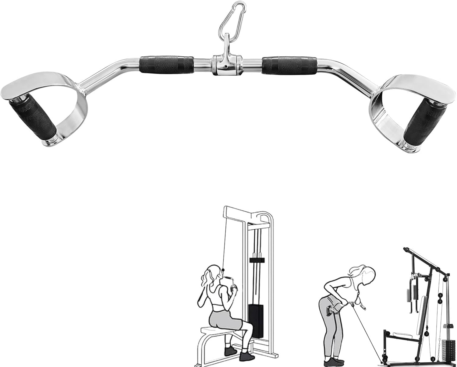 Heavy-Duty LAT Pulldown Bar with Rubber Grips
