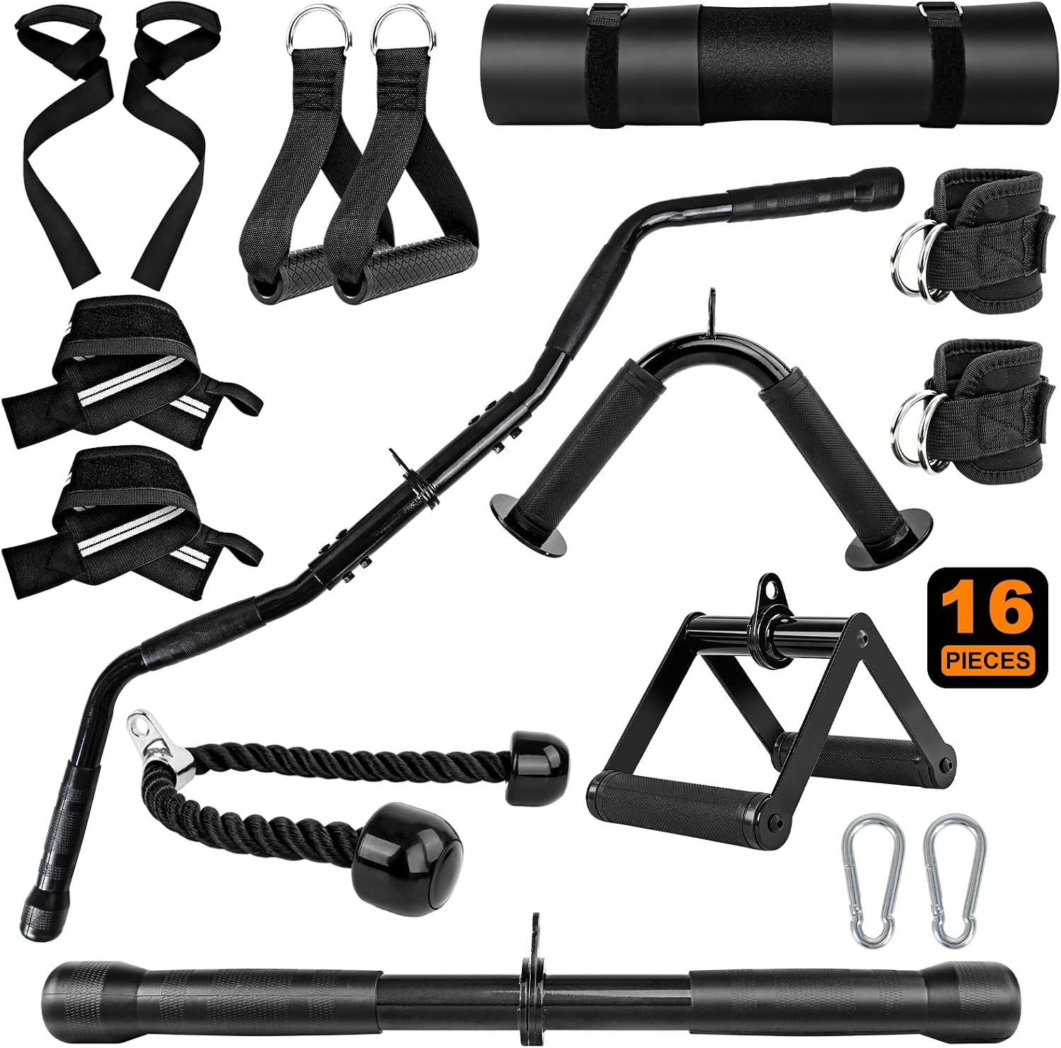 16-Piece Cable Machine Attachments Set – Home Gym Accessories