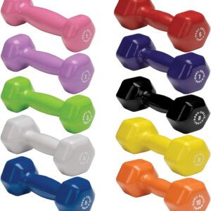 Body-Solid Vinyl Dumbbells Set 1-10 lbs, Hex Weights