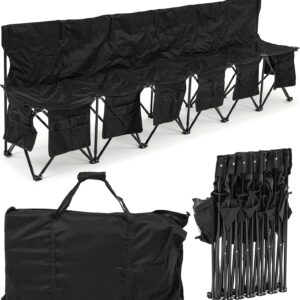 Wonderjune 6-Seat Folding Soccer Bench - Portable Team Bench