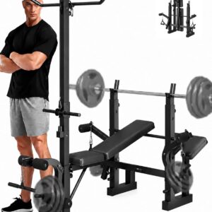 Garvee 8-in-1 Adjustable Weight Bench Set | Home Gym Strength Trainer