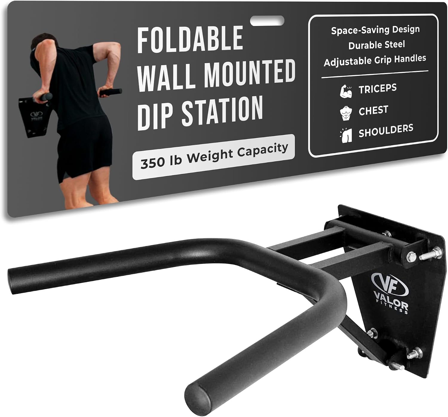 Valor Fitness Foldable Dip Station - 350 lb Capacity