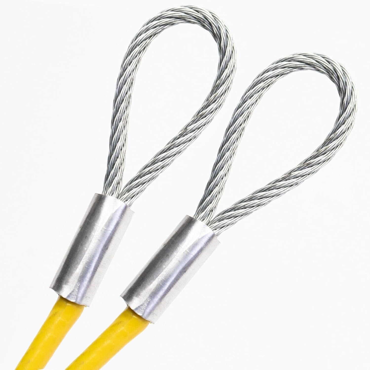 8ft Yellow Vinyl-Coated Cable with Loops