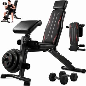 OPPSDECOR Adjustable Weight Bench, Foldable Home Gym Bench