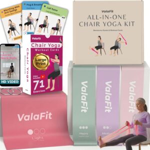 Chair Yoga Kit for Seniors – 71 Cards + Bands | ValaFit