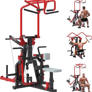 JFHID 3-in-1 Lat Tower: Row Machine & Triceps Dip