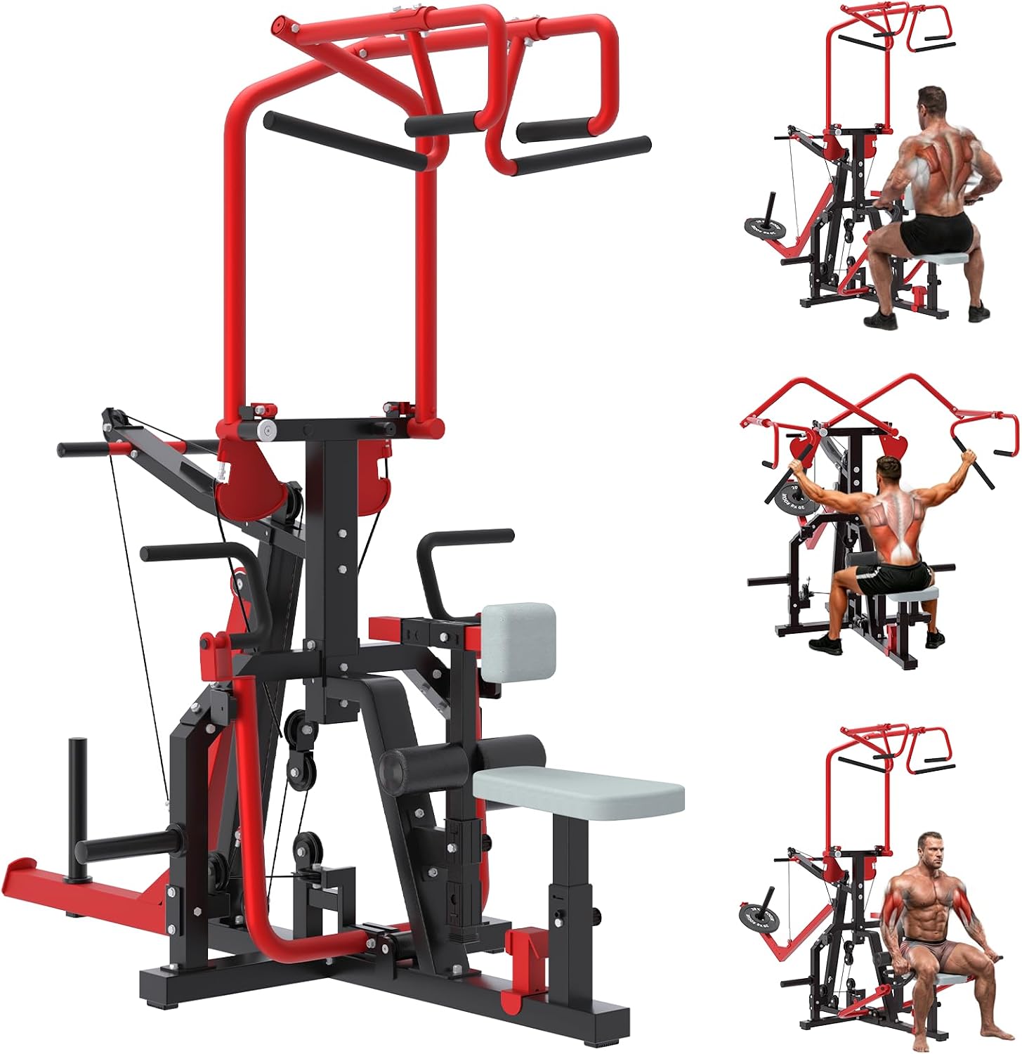 JFHID 3-in-1 Lat Tower: Row Machine & Triceps Dip