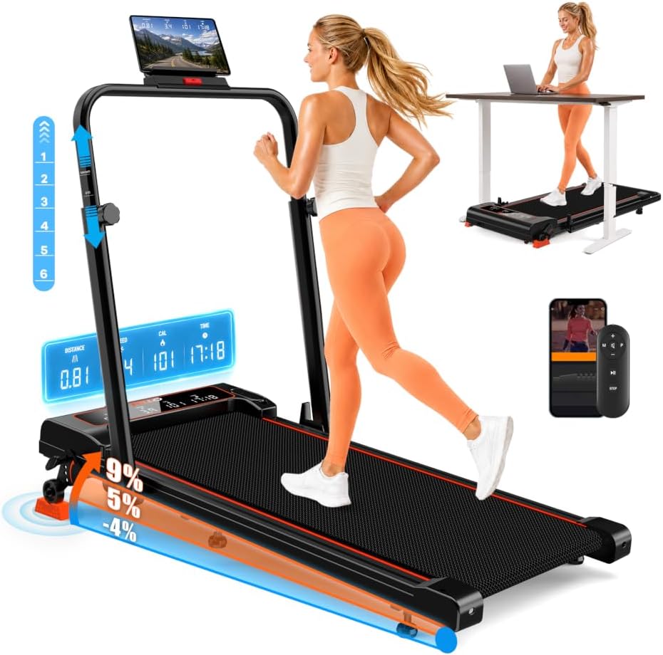 HILLO Incline Treadmill -9% to +9%, Foldable Under Desk
