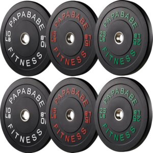 Papababe 2in Rubber Weight Plates, 10-600lbs Bumper Set
