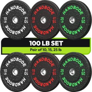 HANDBODE 2in Bumper Plate Set 45-300lb, Home Gym Weights