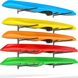 5-Tier Adjustable Kayak Wall Rack - Holds 5 Boats, 500 lbs