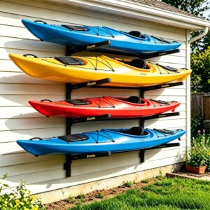 Bonnlo Heavy-Duty Kayak Wall Rack - Adjustable Storage