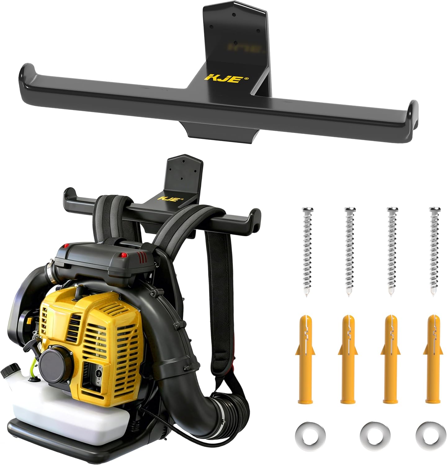 KJE Backpack Blower Wall Hanger - Heavy Duty Garage Organizer