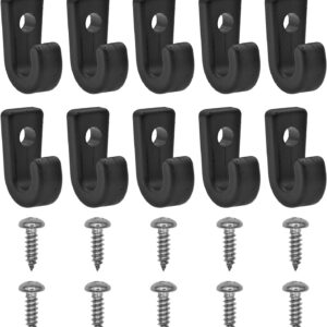 10-Pack Black Nylon Kayak J Hooks with Screws