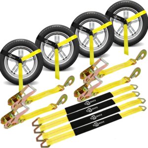 Trekassy 10,000lb Car Tie Down Straps - 4-Pack