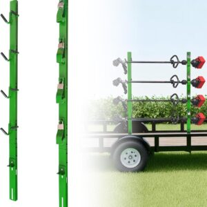 4-Tool Weed Eater Rack for Utility Trailers - Green Lockable Steel