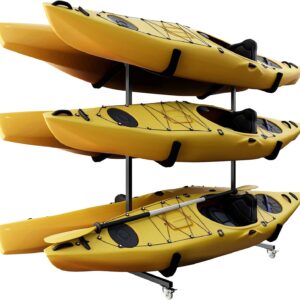 Bonnlo 6-Kayak Stand with Wheels & Storage