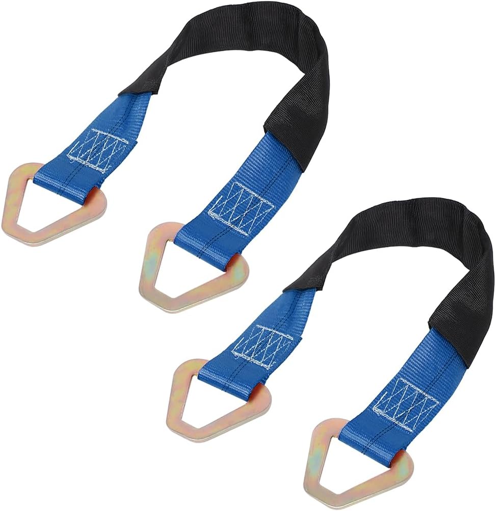 2PC Car Axle Tie Down Straps, 6000 Lb Heavy-Duty (Blue)