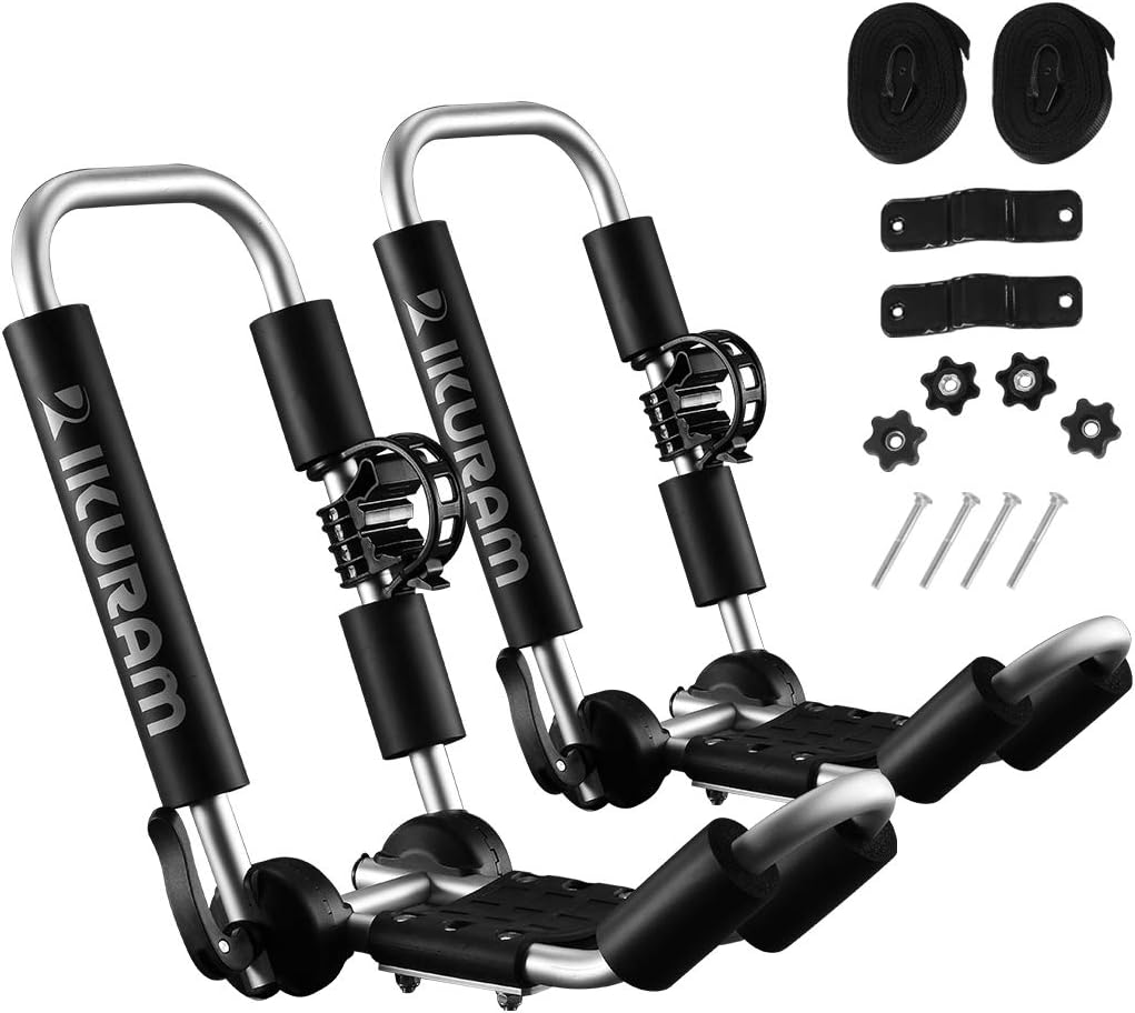 IKURAM R Aluminum Kayak Roof Rack - Folding J-Style