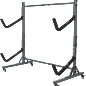 Bonnlo Kayak Stand Storage Rack for 2 Kayaks - Freestanding with Wheels