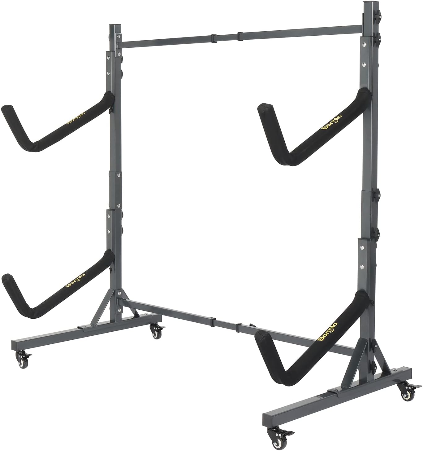 Bonnlo Kayak Stand Storage Rack for 2 Kayaks - Freestanding with Wheels