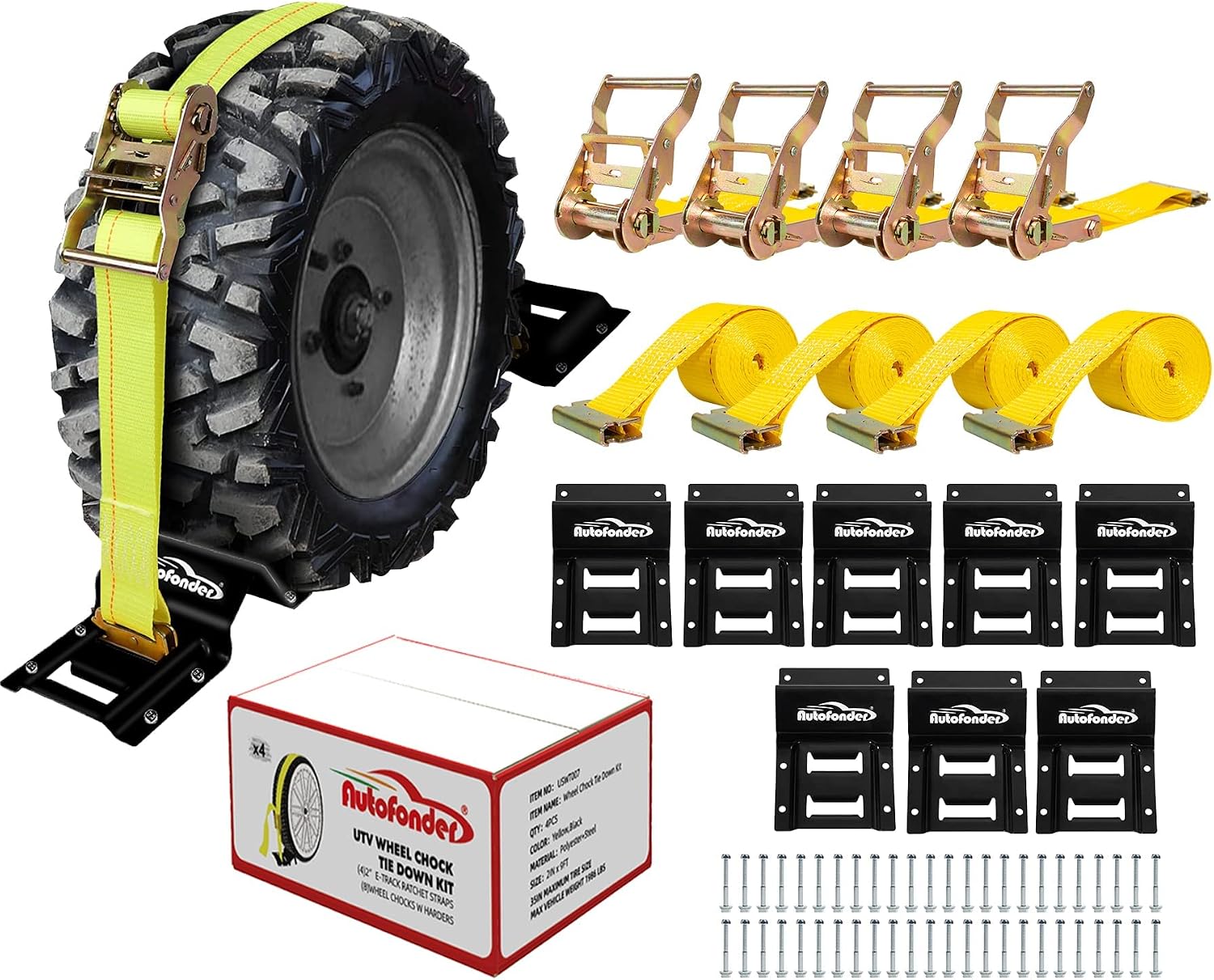 Heavy-Duty Wheel Chock Tie Down Kit (4,500lb) - 4 Straps