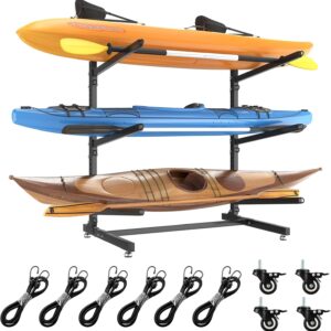 LotFun 3-Tier Kayak Storage Rack w/Wheels - Heavy Duty