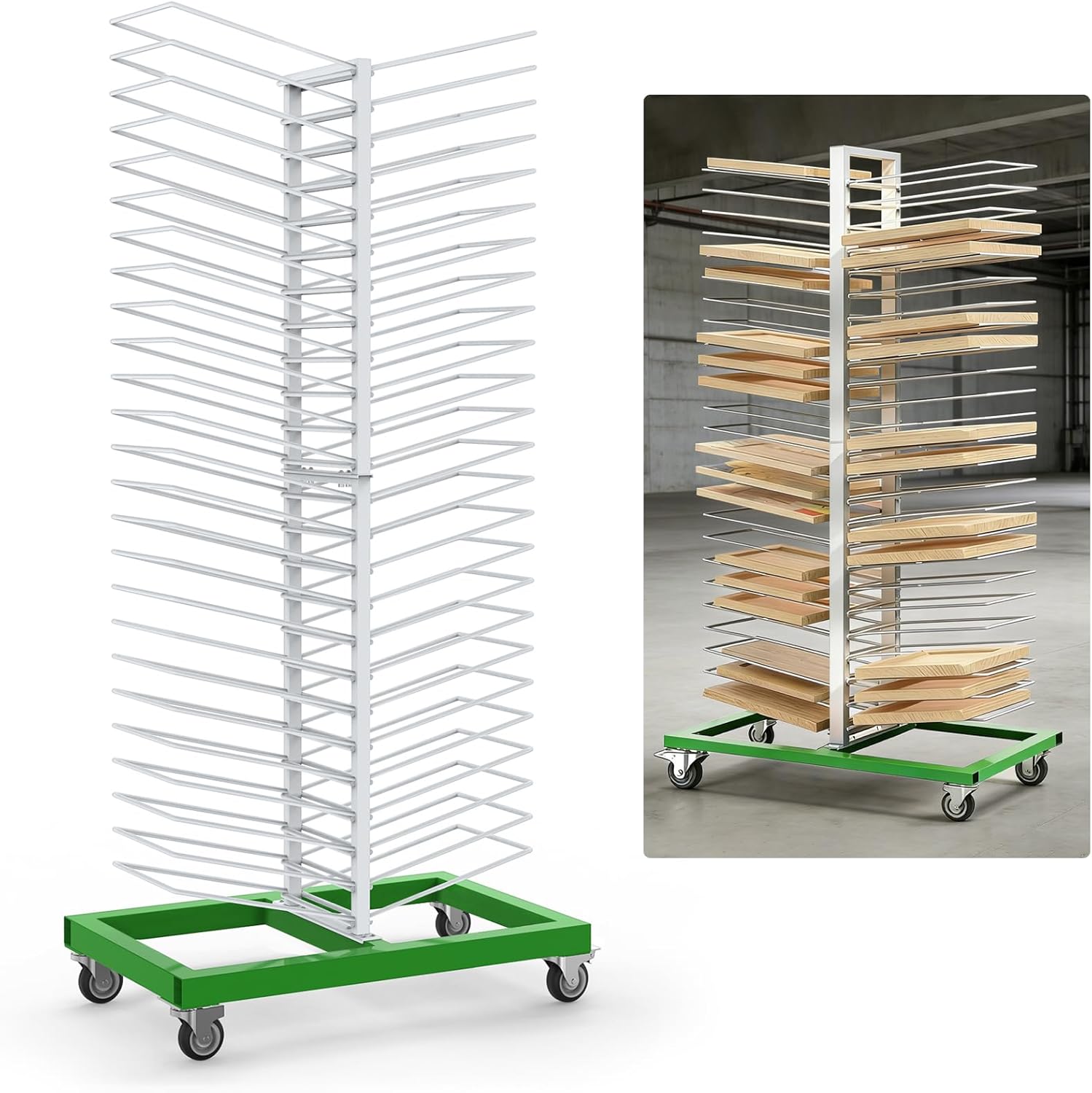 Mouuy 50-Shelf Paint Drying Rack, Heavy-Duty Cabinet Door Stand