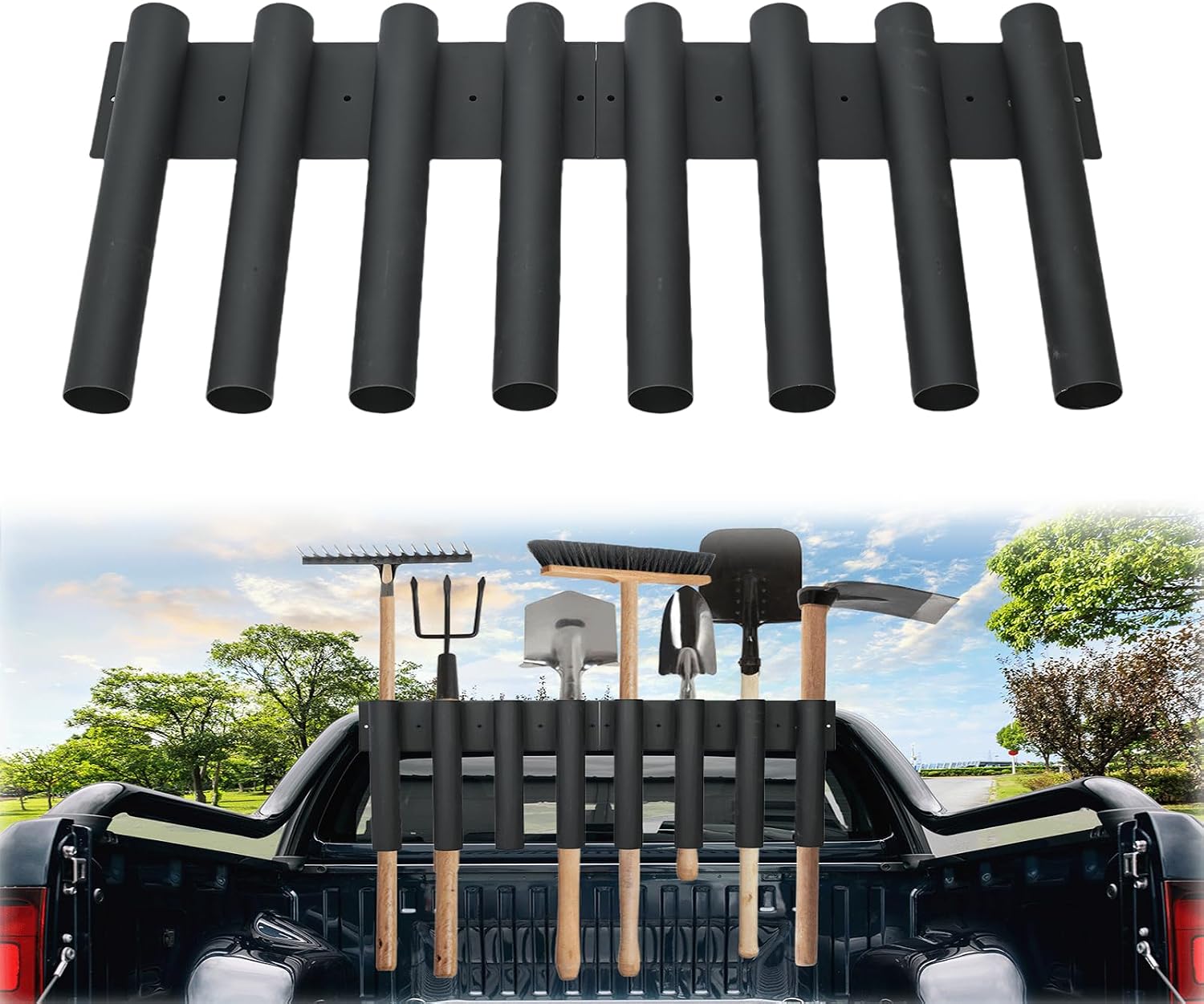 mopam Truck Shovel Holder - 8-Hole Tool Rack