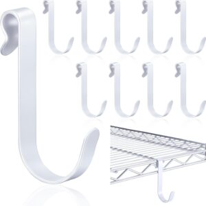 10pcs White J Hooks for Wire Shelves - Heavy Duty Metal Organizers