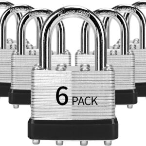 6-Pack Keyed Alike Padlocks, 40mm Laminated Steel