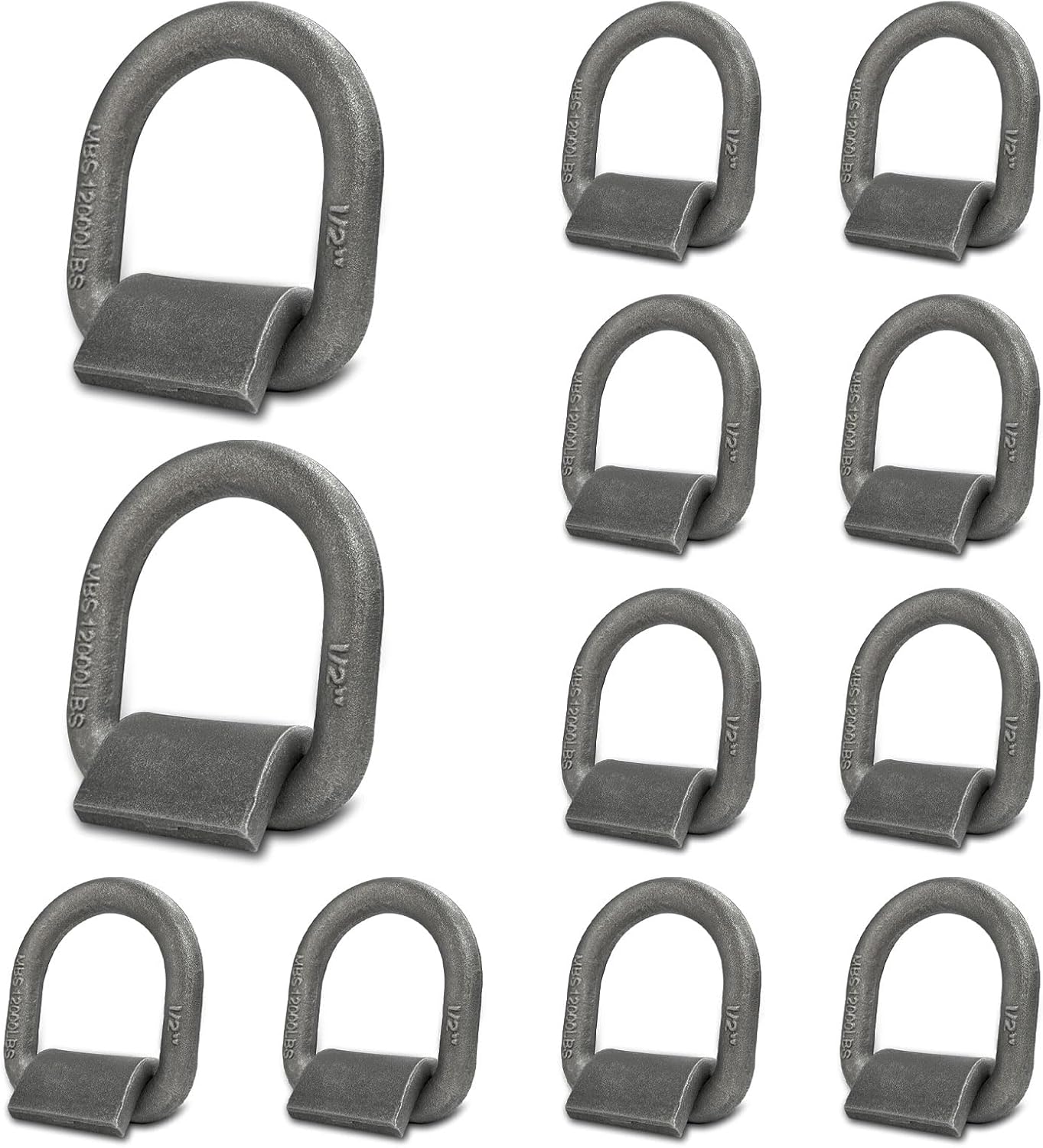 Grandroad Auto 12-Pack Weld-On D-Rings | 12,000 lb Tie Down Anchors