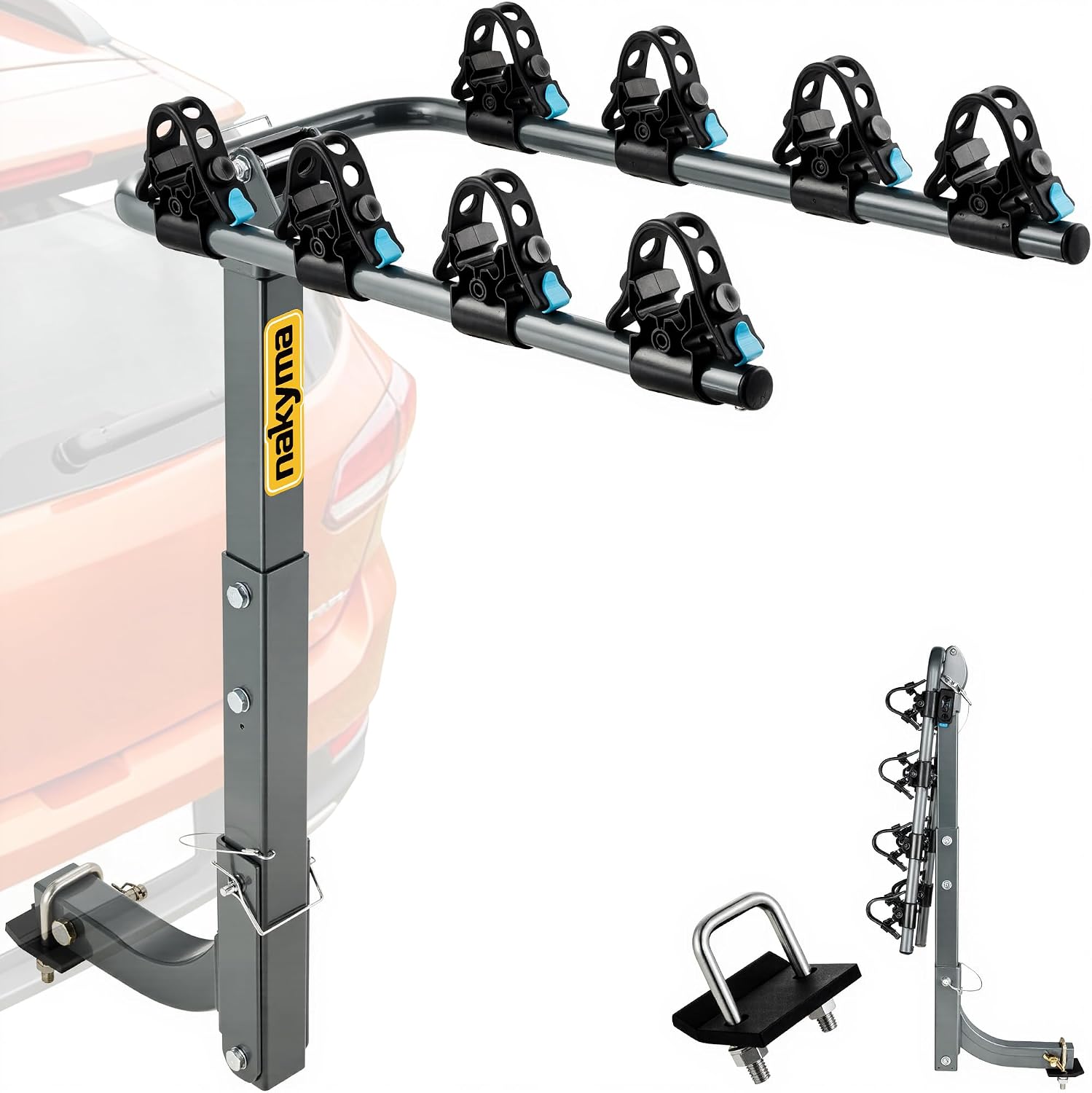 4-Bike Hitch Rack, 240 lbs Heavy Duty Steel, 2in Receiver