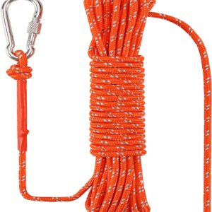 NorthPada 1/4" x 32ft Marine Rope, Reflective Orange