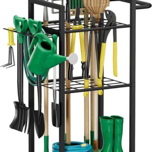Heavy Duty Garden Tool Organizer with Wheels, Black