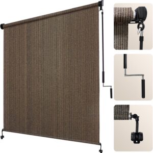Artpuch Outdoor Roller Shade 10' x 8' Mocha - UV Blocking Patio Blind