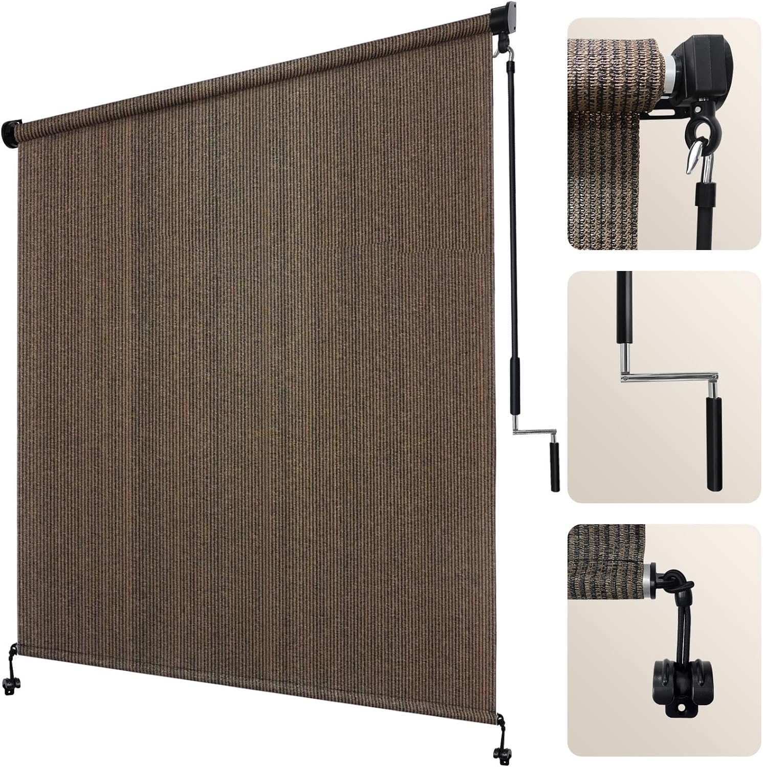 Artpuch Outdoor Roller Shade 10' x 8' Mocha - UV Blocking Patio Blind