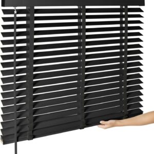 2" Cordless Wood Blinds, Black, 23"x48"