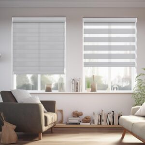 Changshade Zebra Blinds Custom Size, Light Filtering Grey