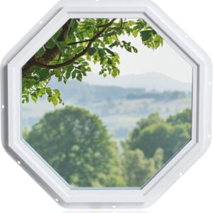 24"x24" Octagonal Vinyl Window, Low-E Glass