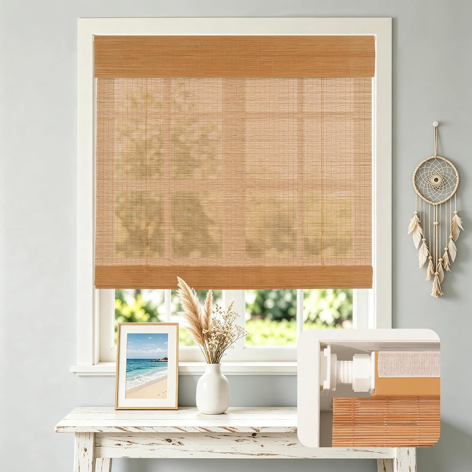 HESTIA Cordless Bamboo Roman Shades 36x64in