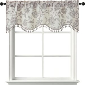 Farmhouse Scalloped Valance - Grey Floral, 52" x 18"