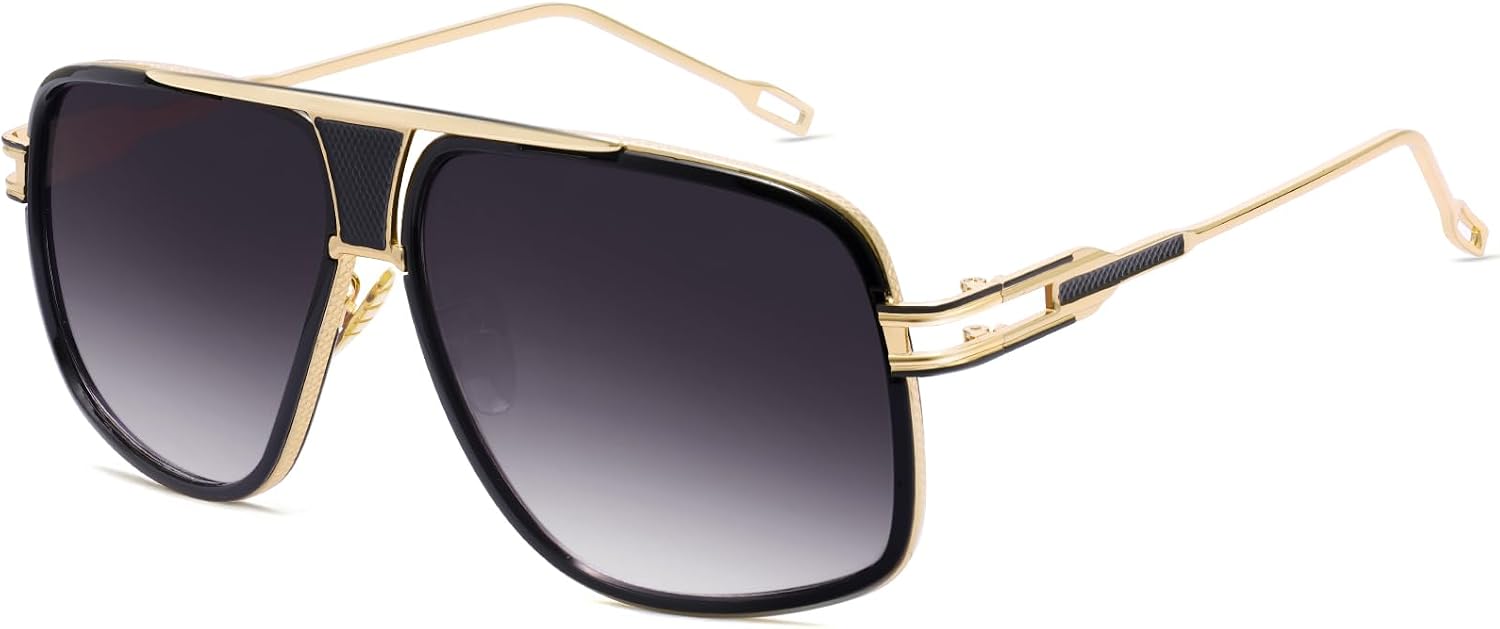 70s Style Gold Aviator Sunglasses Men's Disco Shades