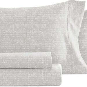 Queen Microfiber Sheet Set - Ultra Soft Dashed Lines Light Gray