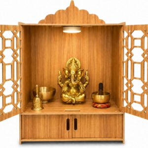 Zoriva Wooden Pooja Mandir - Wall Temple w/ LED & Shelves